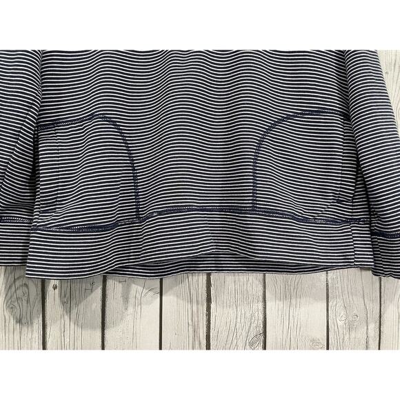 State of Mine Indiana Blue White Stripe Quarter Button Up Pullover Sweater Med - Picture 9 of 13